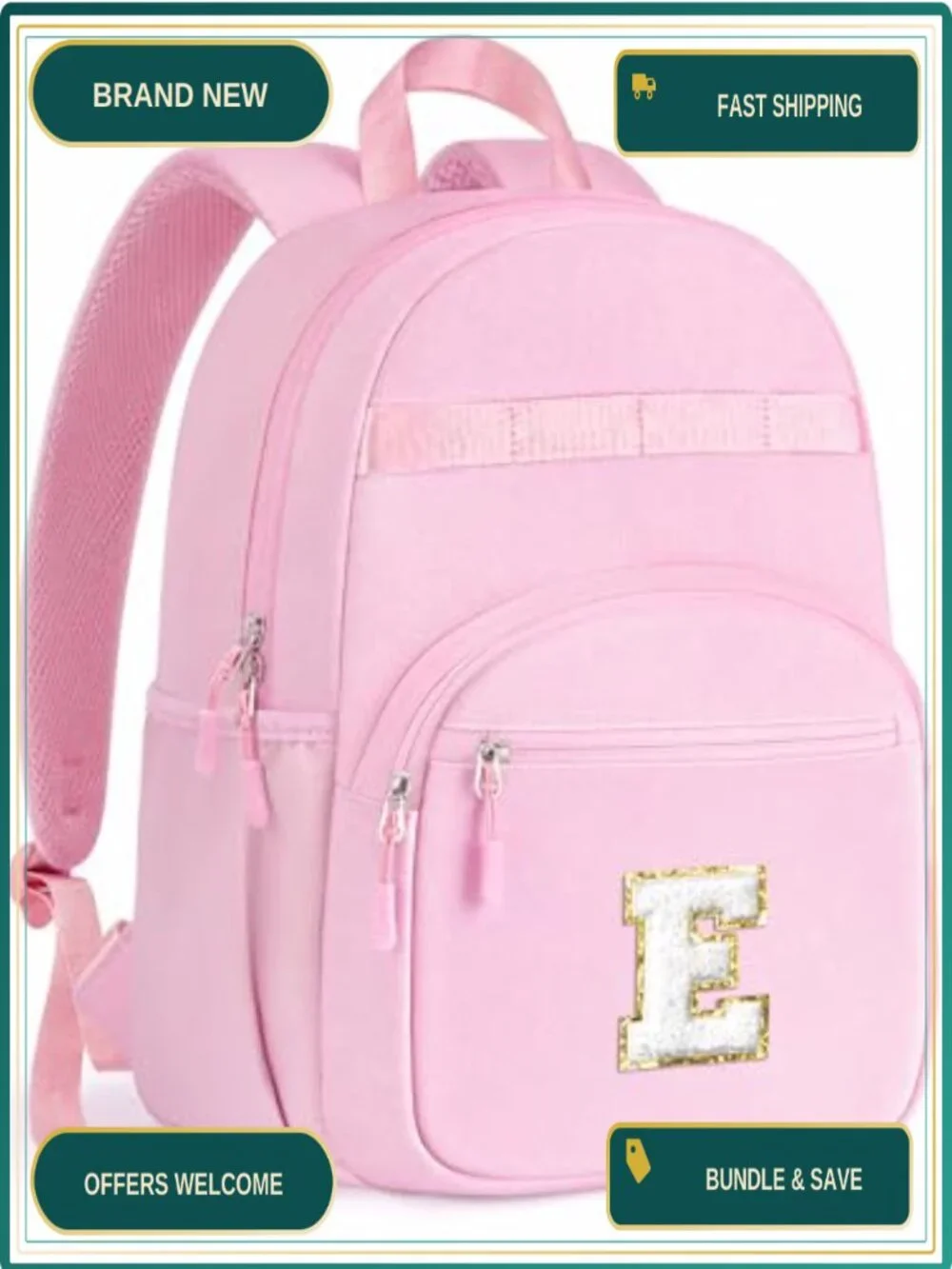 Girls Backpack for Toddler Kids School with Initial Letter
